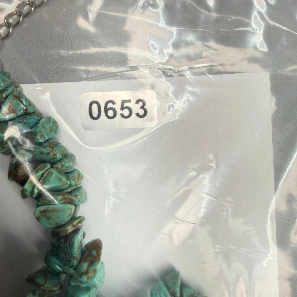 Large Chunky Turquoise Nugget and Chip Pendant Necklace 18